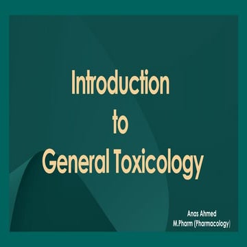 Introduction to General Toxicology: History, Classification and Toxicants exp...