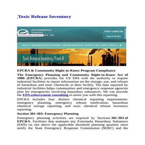 Toxic release inventory