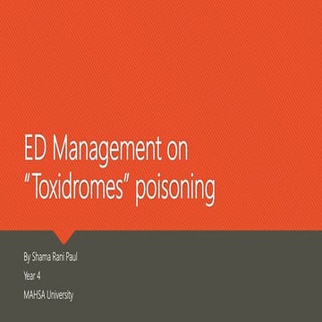 Toxidromes poisoning in emergency medicine