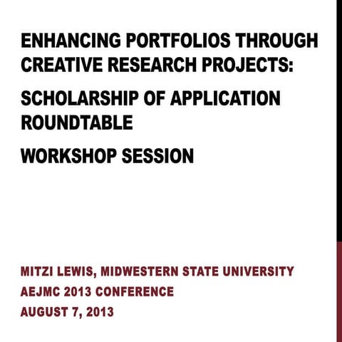 Enhancing Portfolios Through Creative Research Projects: Scholarship of Appli...