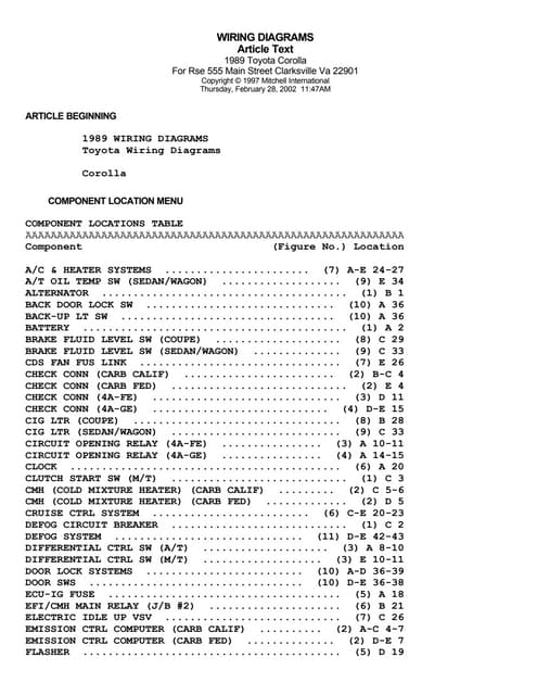 Toyota corolla-wiring-diagram-1998 Wiring Diagram For 1998 Toyota Corolla SlideShare