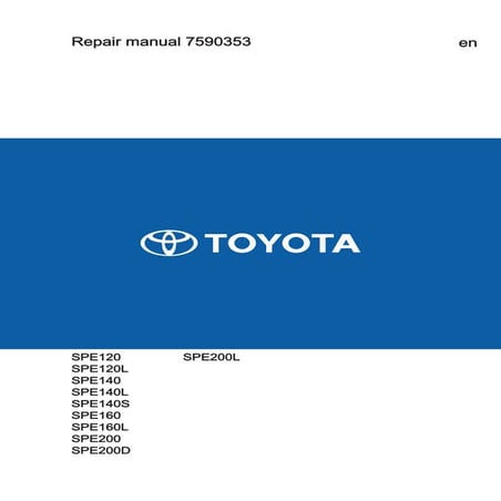 Toyota bt spe120 electric stacker truck service repair manual