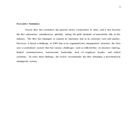 Toyota orgenizational structure