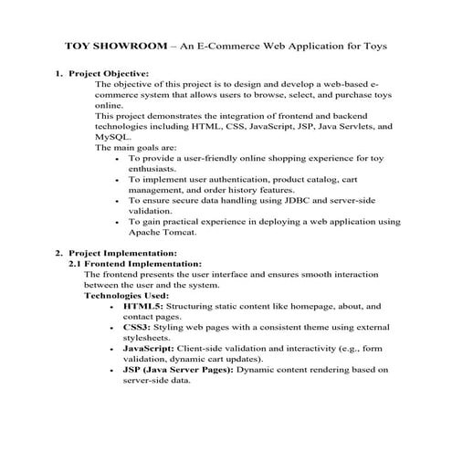 Comprehensive Toy Showroom E-Commerce Web Application Using JSP and ...