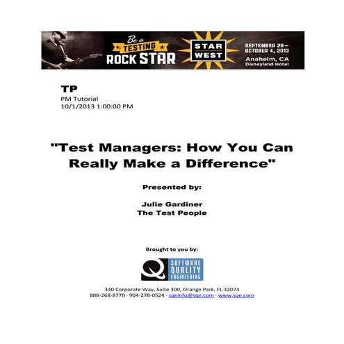 Test Managers: How You Can Really Make a Difference
