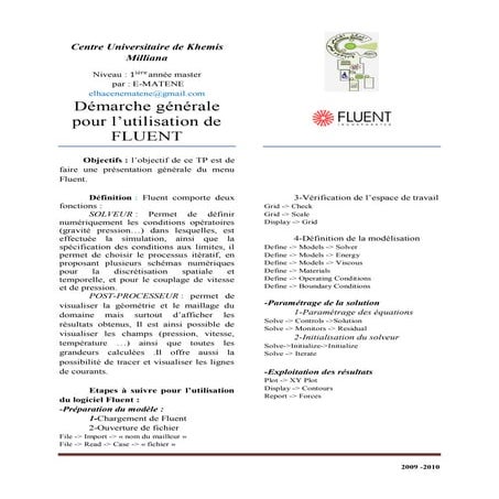 Tp1:Démarche générale pour l’utilisation de FLUENT