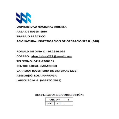 Trabajo Practico - Investigación de Operaciones II (348) - UNA