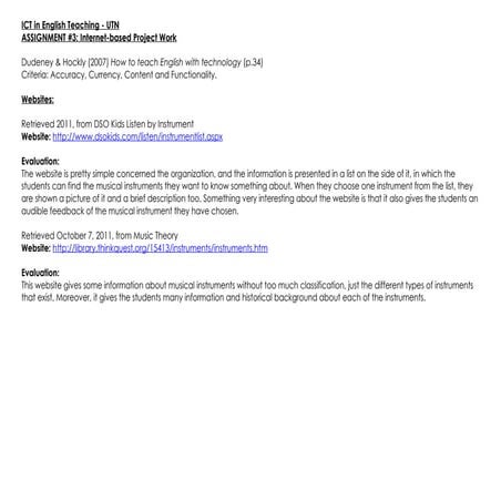 Assignment Nº 3: Internet-based Project Work | PPT