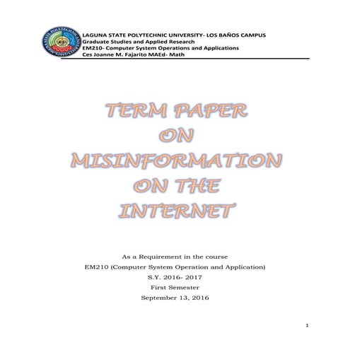 Misinformation on Computer