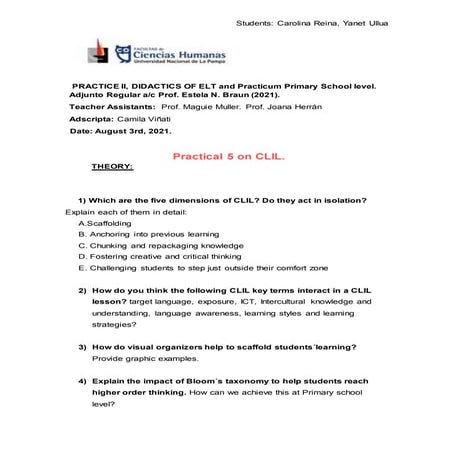 Practice Paper N° 5- CLIL