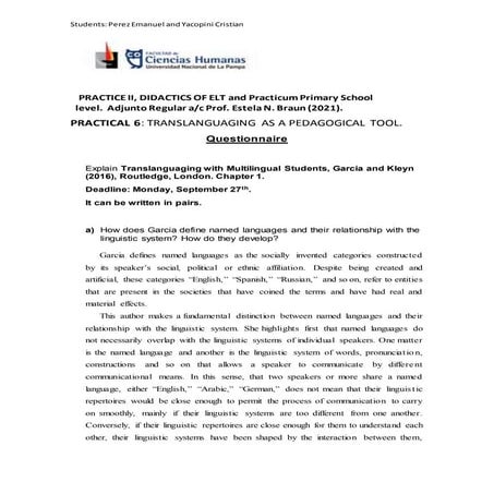 TP 6 Translanguaging as a Pedagogical Tool 