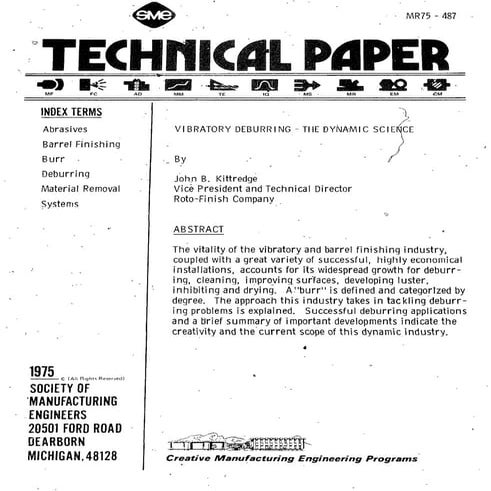 Vibratory Finishing SME Tech Paper John Kittredge 