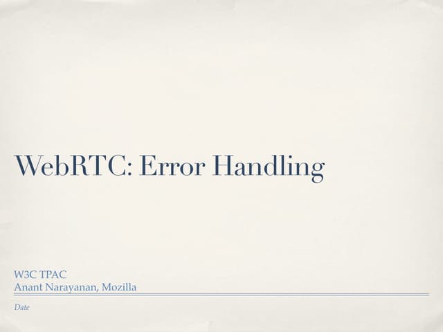 Error Handling in WebRTC