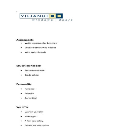 Tööpakumine aken uks