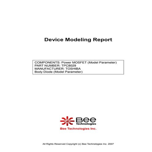 SPICE MODEL of TPC8029 (Standard+BDS Model) in SPICE PARK