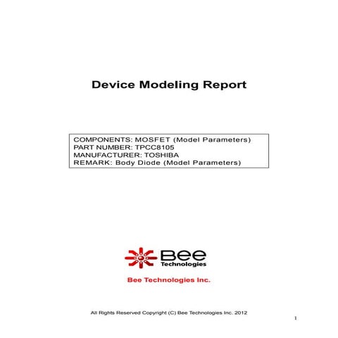 SPICE MODEL of TPCC8105 (Standard+BDS Model) in SPICE PARK