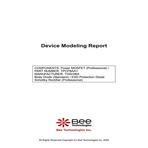 SPICE MODEL of TPCP8AA1 (Professional+BDS+SBDP Model) in SPICE PARK
