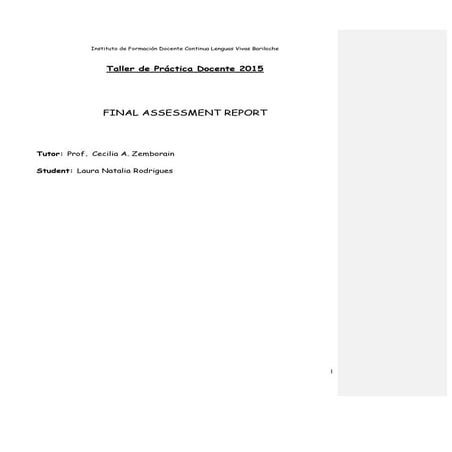 TPD -  Final Assessment Report - Rodrigues