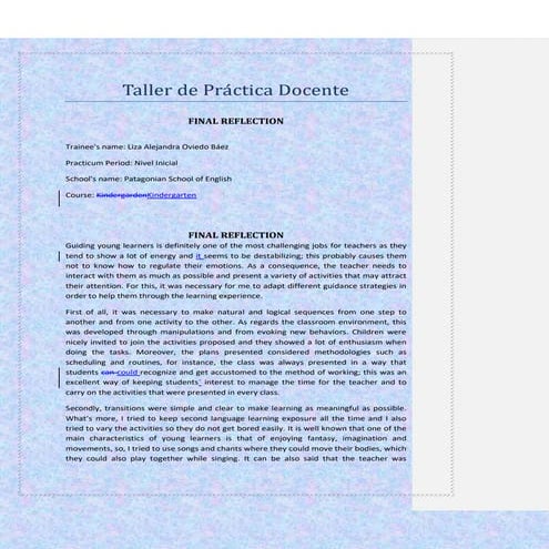 Tpd   oviedo - reflective learning - kindergarten