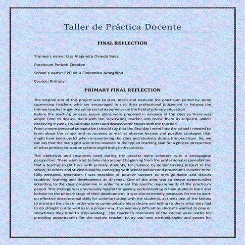 Tpd   oviedo - reflective learning - primary