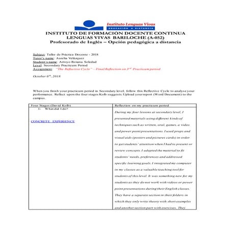 Tpd2018 assignment reflection cycle on secondary-arroyo