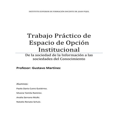 De la sociedad de la Información a las sociedades del Conocimiento