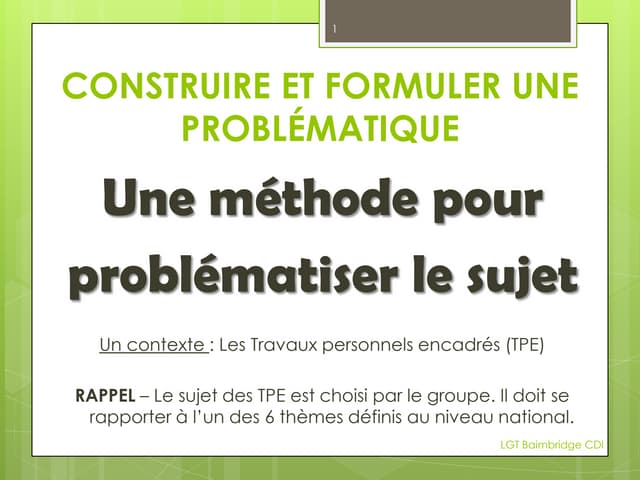 Construire et formuler une probléma...