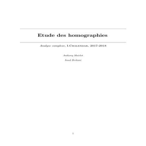 Etude des homographies | PDF | Physics | Science