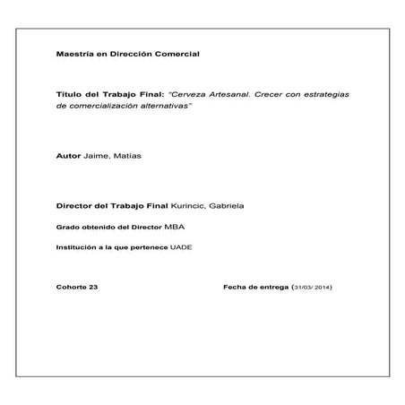 Cerveza Artesanal. Crecer con estrategias de comercialización alternativas