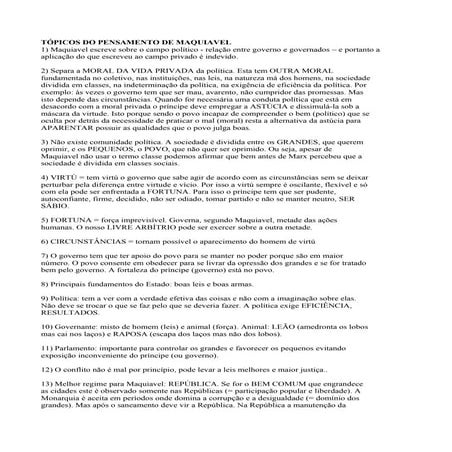 Tópicos do pensamento de maquiavel2
