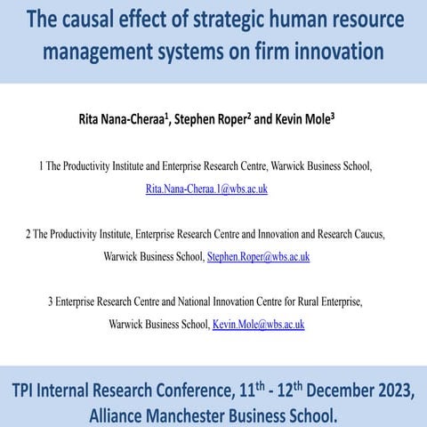 The causal effect of strategic human resource management systems on firm inno...