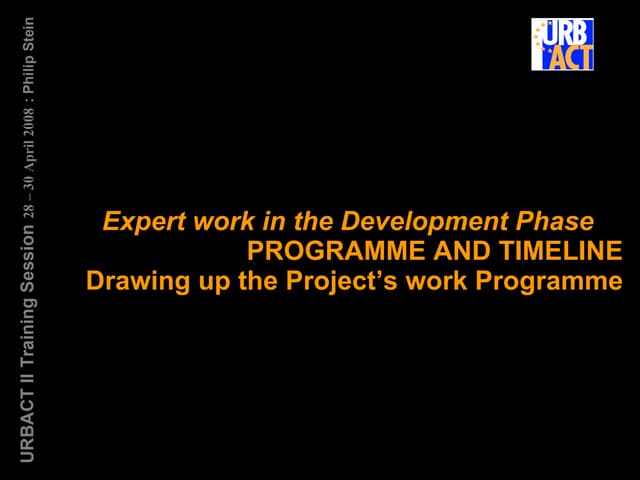 URBACT 2 Developing  Work Programme 