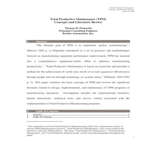 Book on Total Productive Maintenance 