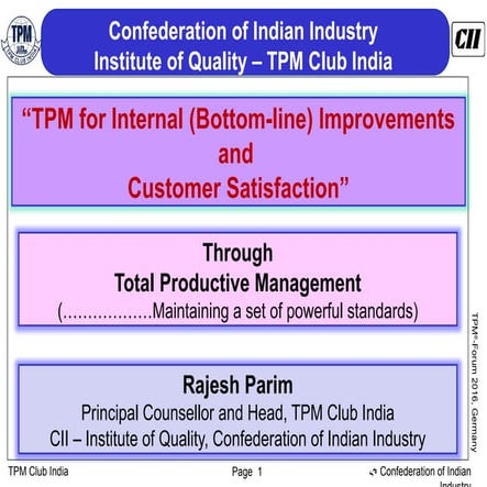TPM-QM-Training Material as Per JIPM Methodology | PPT