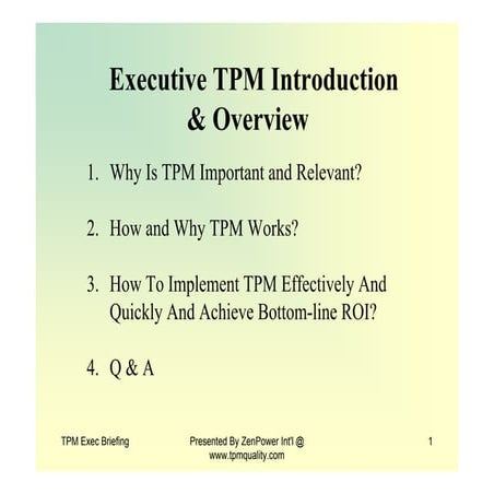 Total Productivity Management (TPM)