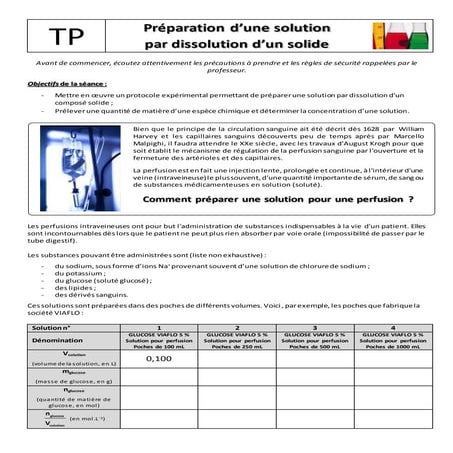 Tp n°12 préparation d'une solution par dissolution d'un solide bis | DOCX