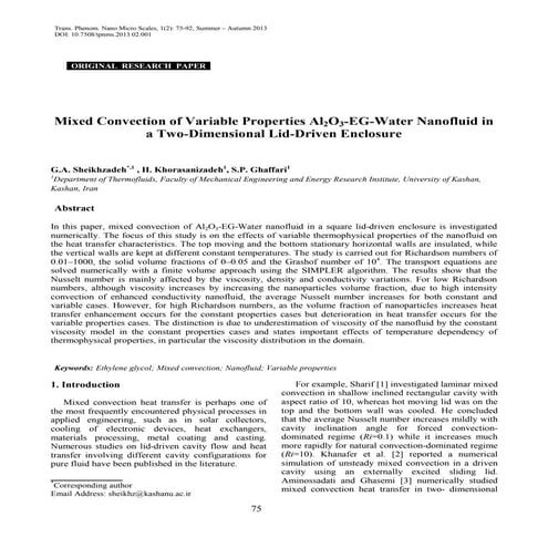Mixed Convection Flow and Heat Transfer in a Two Sided Lid Driven ...