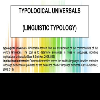 Tpological Universals & SLA (Linguistic Typology)