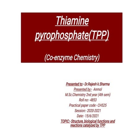 Tpp (coenzyme chemistry)