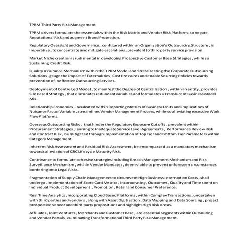 TPRM -  Third Party Risk Management