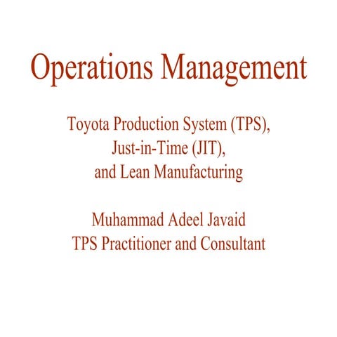 Tps and lean manufacturing