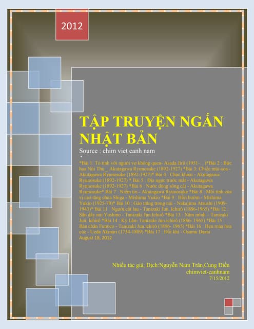 TẬP TRUYỆN NGẮN NHẬT BẢN_Nhiều tác giả