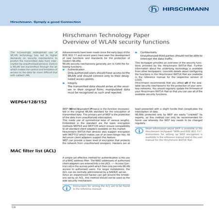Overview of WLAN security functions (ENG)