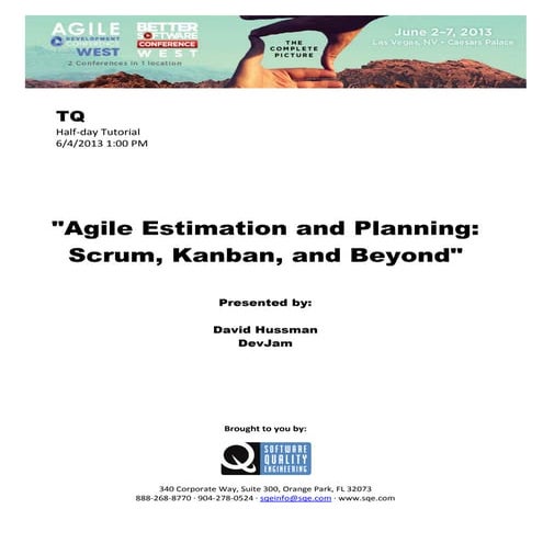 Agile Estimation and Planning: Scrum, Kanban, and Beyond