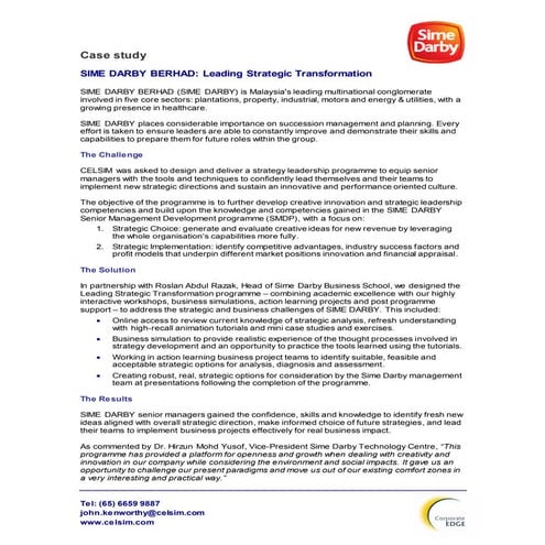 Sime darby leading strategic transformation