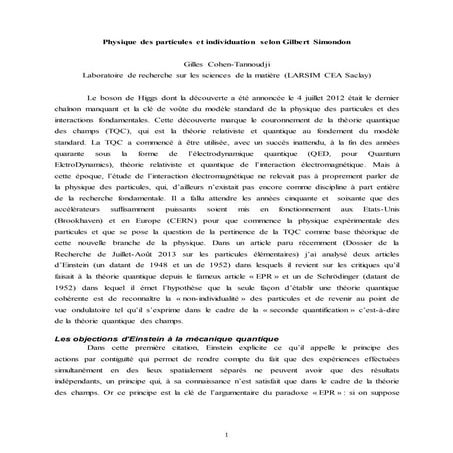 Tqc et individuation