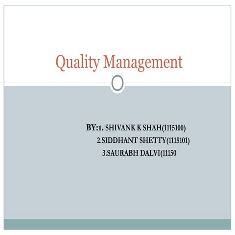 Quality Management
