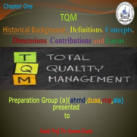 Tqm ادارة الجوده الشامله ,تاريخ ومفهوم ورواد.مبادى