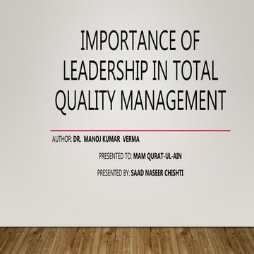 Importance of Leadership in Total Quality Mangement