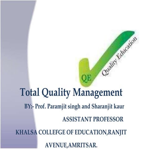 Tqm-total quality management